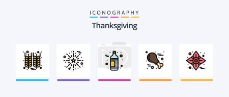 Illustration for Thanksgiving Line Filled 5 Icon Pack Including thanksgiving. newsletter. thanksgiving. gift box. thanks day. Creative Icons Design - Royalty Free Image