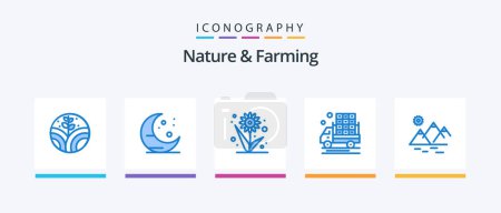 Téléchargez les illustrations : Nature And Farming Blue 5 Icon Pack Including farming. mountain. plant. environment. farming. Creative Icons Design - en licence libre de droit