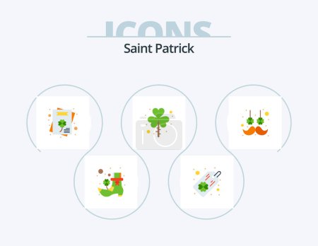 Illustration for Saint Patrick Flat Icon Pack 5 Icon Design. flower. hair. invitation. facial hair. saint - Royalty Free Image