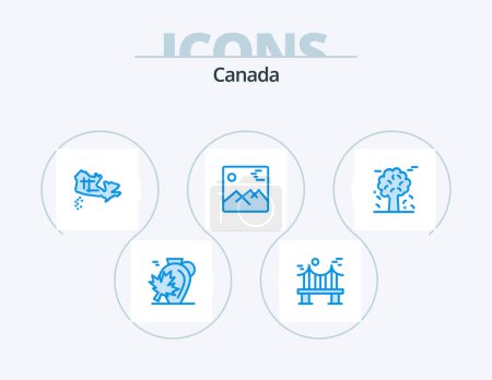 Ilustración de Canada Blue Icon Pack 5 Icon Design. alpine. picture. river. image. location - Imagen libre de derechos