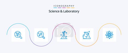 Illustration for Science Blue 5 Icon Pack Including . react. flask. physics. lab - Royalty Free Image