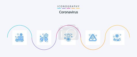 Téléchargez les illustrations : Coronavirus Blue 5 Icon Pack Including epidemic. corona. pneumonia. alert. flu - en licence libre de droit