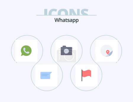 Ilustración de Whatsapp Flat Icon Pack 5 Icon Design. location. basic. chat. basic. image - Imagen libre de derechos
