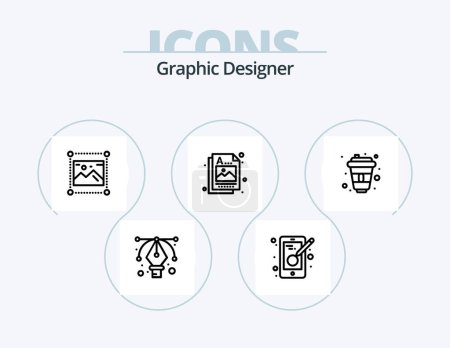 Téléchargez les illustrations : Graphic Designer Line Icon Pack 5 Icon Design. design. development tools. image. designing tools. design - en licence libre de droit