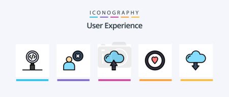 Téléchargez les illustrations : User Experience Line Filled 5 Icon Pack Including . team . been . network .. Creative Icons Design - en licence libre de droit