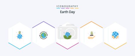 Ilustración de Earth Day 25 Flat icon pack including world. earth. ecology. gardening. ecology - Imagen libre de derechos