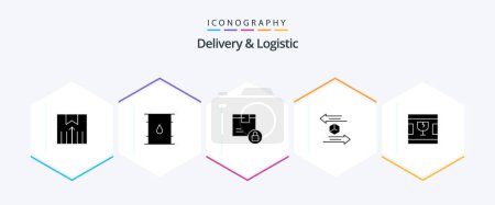 Ilustración de Delivery And Logistic 25 Glyph icon pack including logistic. box. delivery. secure. lock - Imagen libre de derechos