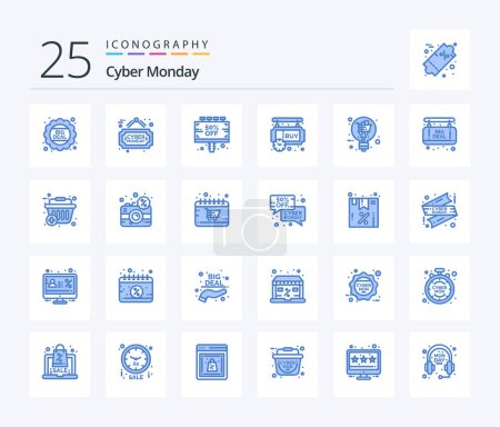 Ilustración de Cyber Monday 25 Blue Color icon pack including retail. shopping. board. pending. sign board - Imagen libre de derechos