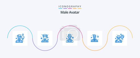 Illustration for Male Avatar Blue 5 Icon Pack Including clown. police. avatar. officer. officer - Royalty Free Image