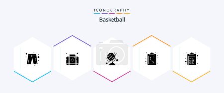 Ilustración de Basketball 25 Glyph icon pack including . clipboard. sports ball. check list. tactics - Imagen libre de derechos