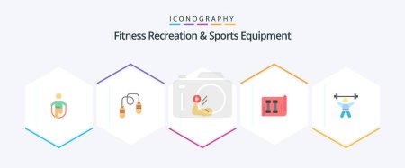 Illustration for Fitness Recreation And Sports Equipment 25 Flat icon pack including sports. fitness. jumping. equipment. muscle - Royalty Free Image