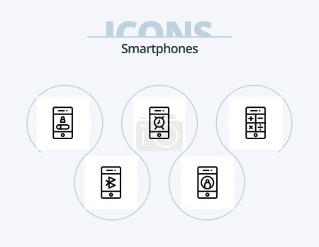 Téléchargez les illustrations : Smartphones Line Icon Pack 5 Icon Design. webcam. smartphone. message. communications. signs - en licence libre de droit