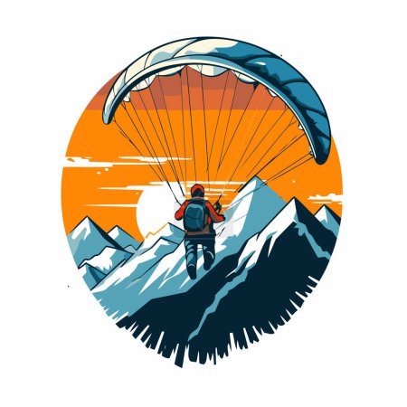 Illustration for Paraglider in the mountains. Paraglider in the mountains. Vector illustration - Royalty Free Image