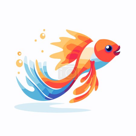Téléchargez les illustrations : Illustration vectorielle de poissons colorés. Isolé sur fond blanc. - en licence libre de droit