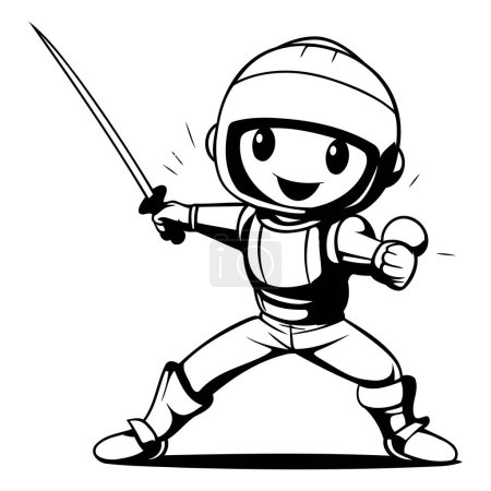 Illustration for Cartoon Illustration of a Kid Boy Fencing Mascot Character - Royalty Free Image