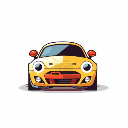 Illustration for Cartoon sport car with big eyes. Vector illustration in flat style - Royalty Free Image