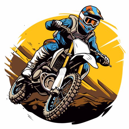 Téléchargez les illustrations : Motocross coureur sur la route. Illustration vectorielle d'un motocross. - en licence libre de droit