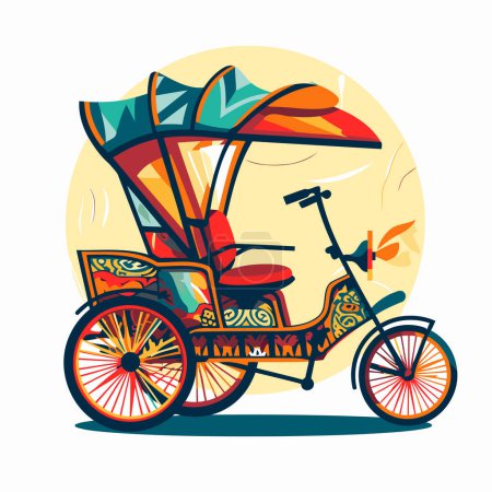 Illustration for Rickshaw vector illustration. Tuk-tuk transport. - Royalty Free Image