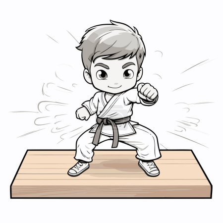 Illustration for Karate boy cartoon. Vector illustration of a karate boy. - Royalty Free Image
