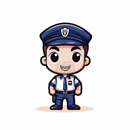 Téléchargez les illustrations : Policier - mignon dessin animé policier vectoriel Illustration. - en licence libre de droit