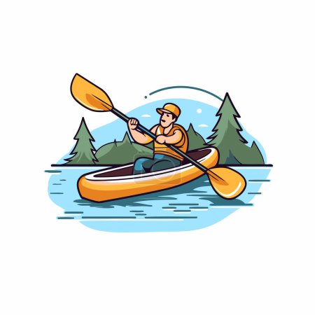 Téléchargez les illustrations : Kayak. le canoë. le canoë. Illustration vectorielle dans le style dessin animé - en licence libre de droit