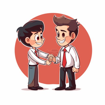 Téléchargez les illustrations : Homme d'affaires serrant la main de son partenaire. Illustration vectorielle dans le style dessin animé - en licence libre de droit
