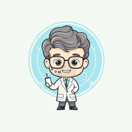 Illustration for Scientist Doctor Cartoon Character Mascot Design Vector Illustration. - Royalty Free Image