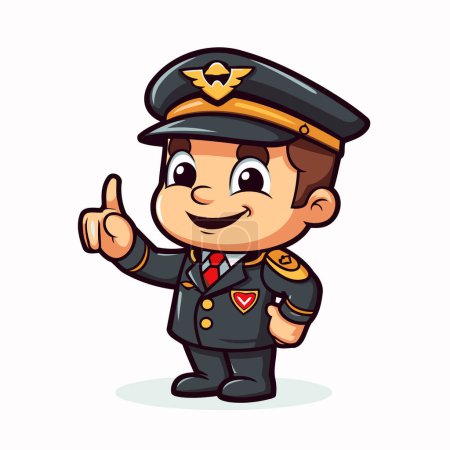 Illustration for Policeman with Thumbs Up - Cute Cartoon Policeman Character - Royalty Free Image