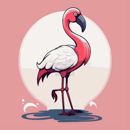 Ilustración de Pájaro flamenco sobre fondo rosa. Ilustración vectorial de un flamenco. - Imagen libre de derechos