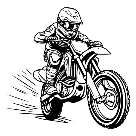 Motorradrennfahrer unterwegs. Vektor-Illustration eines Motorrads.