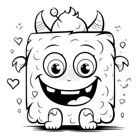 Illustration for Black and White Cartoon Illustration of Cute Devil Character for Coloring Book - Royalty Free Image