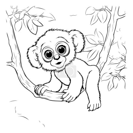 Téléchargez les illustrations : Mignon koala assis sur une branche. Illustration vectorielle pour livre à colorier. - en licence libre de droit