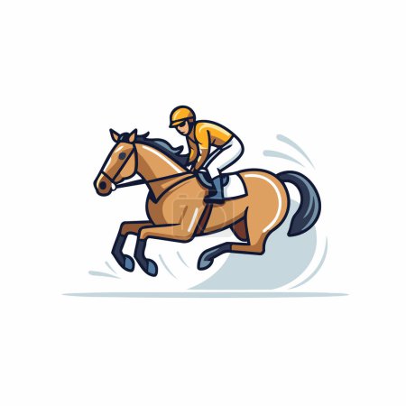 Illustration for Illustration of jockey riding a horse on white background - vector - Royalty Free Image