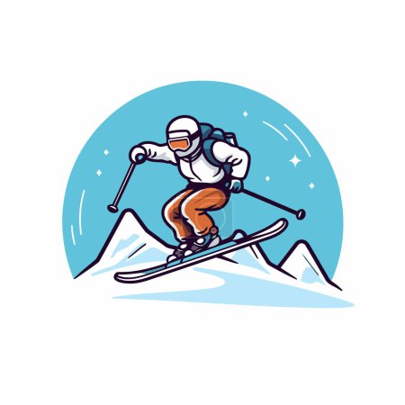 Ilustración de Esquiar. deporte invernal extremo. ilustración del vector esquiador. - Imagen libre de derechos