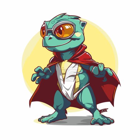 Illustration for Superhero cartoon character. Vector illustration of a frog in a superhero costume. - Royalty Free Image