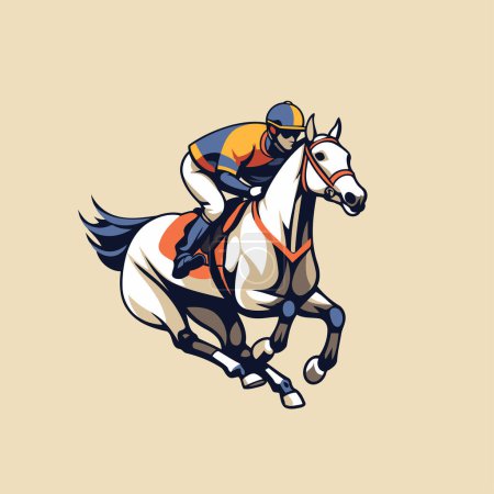 Illustration for Horse jockey riding on gallop. Vector illustration for your design - Royalty Free Image