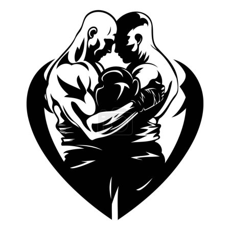 Illustration for Boxing couple in love. Vector illustration ready for vinyl cutting. - Royalty Free Image