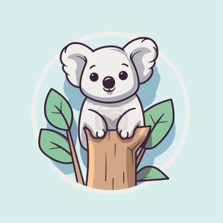 Téléchargez les illustrations : Mignon koala assis sur une branche d'arbre. Illustration vectorielle. - en licence libre de droit