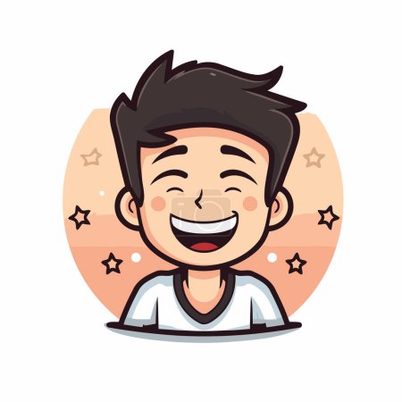Illustration for Cute Boy Smiling Cartoon Mascot Character Vector Illustration - Royalty Free Image