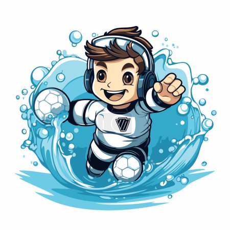 Ilustración de Jugador de fútbol de dibujos animados saltando al agua. Ilustración del clip vectorial. - Imagen libre de derechos
