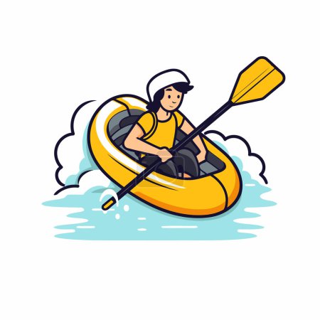 Illustration for Kayaking. Canoeing. Vector illustration in cartoon style. - Royalty Free Image