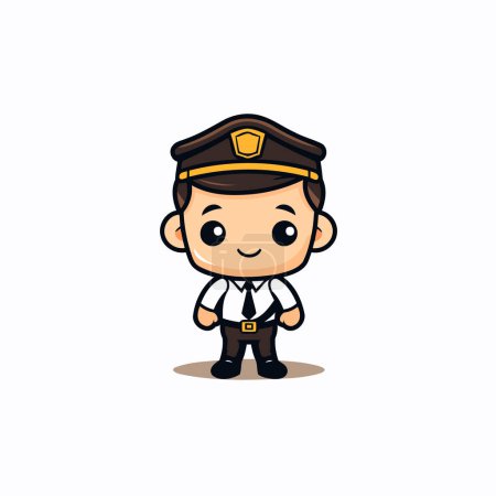Illustration for Cute Cartoon Policeman Character Vector Icon Illustration. EPS10 - Royalty Free Image