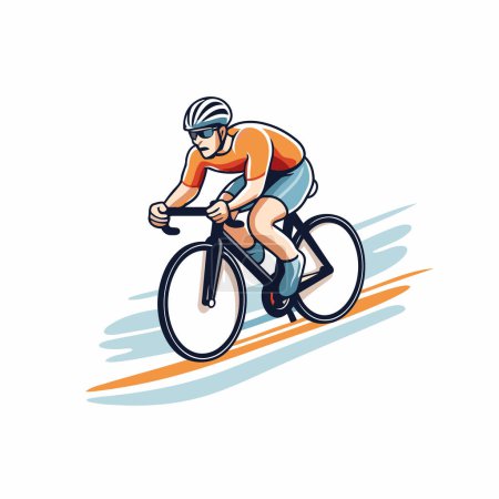 Téléchargez les illustrations : Cycliste en vélo. vecteur de sport extrême Illustration sur fond blanc - en licence libre de droit