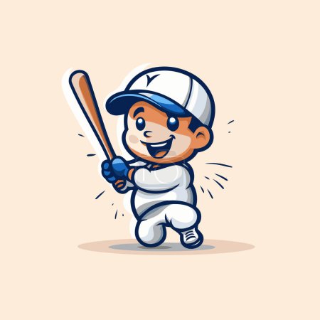Ilustración de Vector de diseño de mascota de personaje de mascota de dibujos animados jugador de béisbol - Imagen libre de derechos