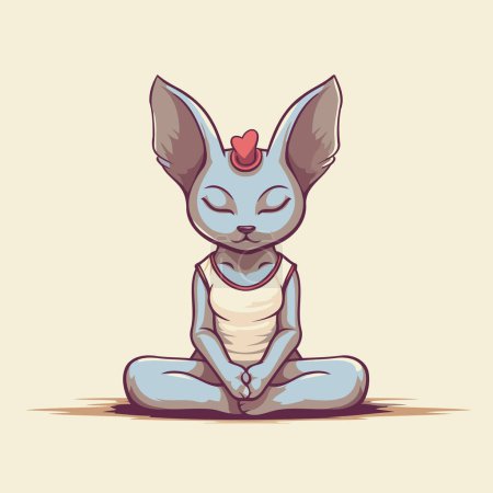 Illustration for Vector illustration of a cute cartoon bunny sitting in lotus position. - Royalty Free Image