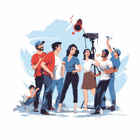 Illustration for Crowd of young people. Vector illustration in flat cartoon style. - Royalty Free Image