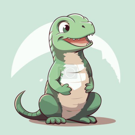 Illustration for Cute crocodile sitting on the ground. Cartoon vector illustration. - Royalty Free Image
