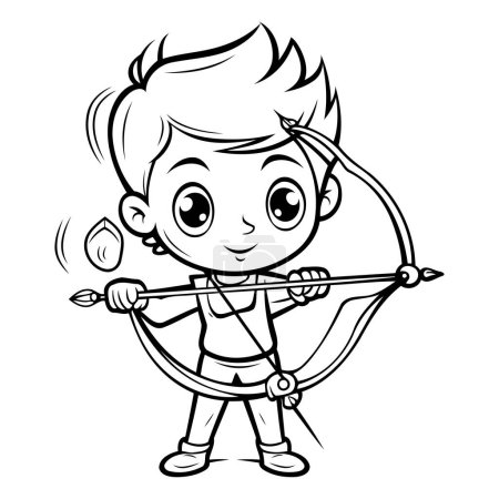 Téléchargez les illustrations : Cupidon garçon dessin animé mignon avec arc et flèche Illustration vectorielle - en licence libre de droit