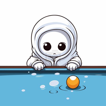 Ilustración de Lindo chico musulmán jugando piscina aislado en el fondo blanco vector ilustración - Imagen libre de derechos
