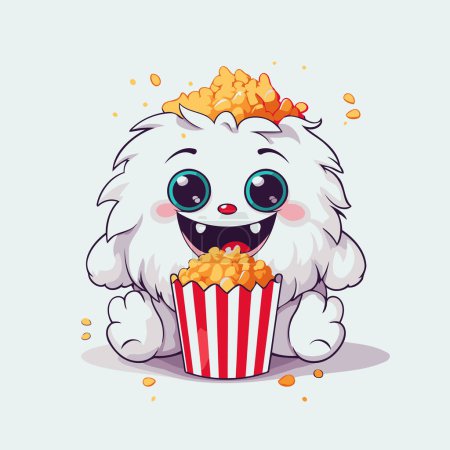 Illustration for Cute cartoon dog with popcorn. Vector illustration of a dog. - Royalty Free Image